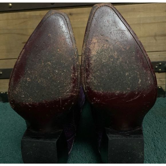 CUSTOM WOMEN'S PURPLE FULL PYTHON WOVEN COWGIRL BOOTS - SNIP TOE - Picture 6 of 12